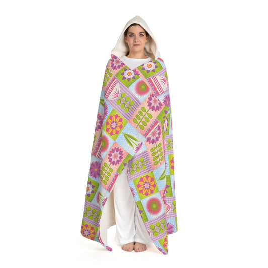 Puzzle Blossom Hooded Blanket
